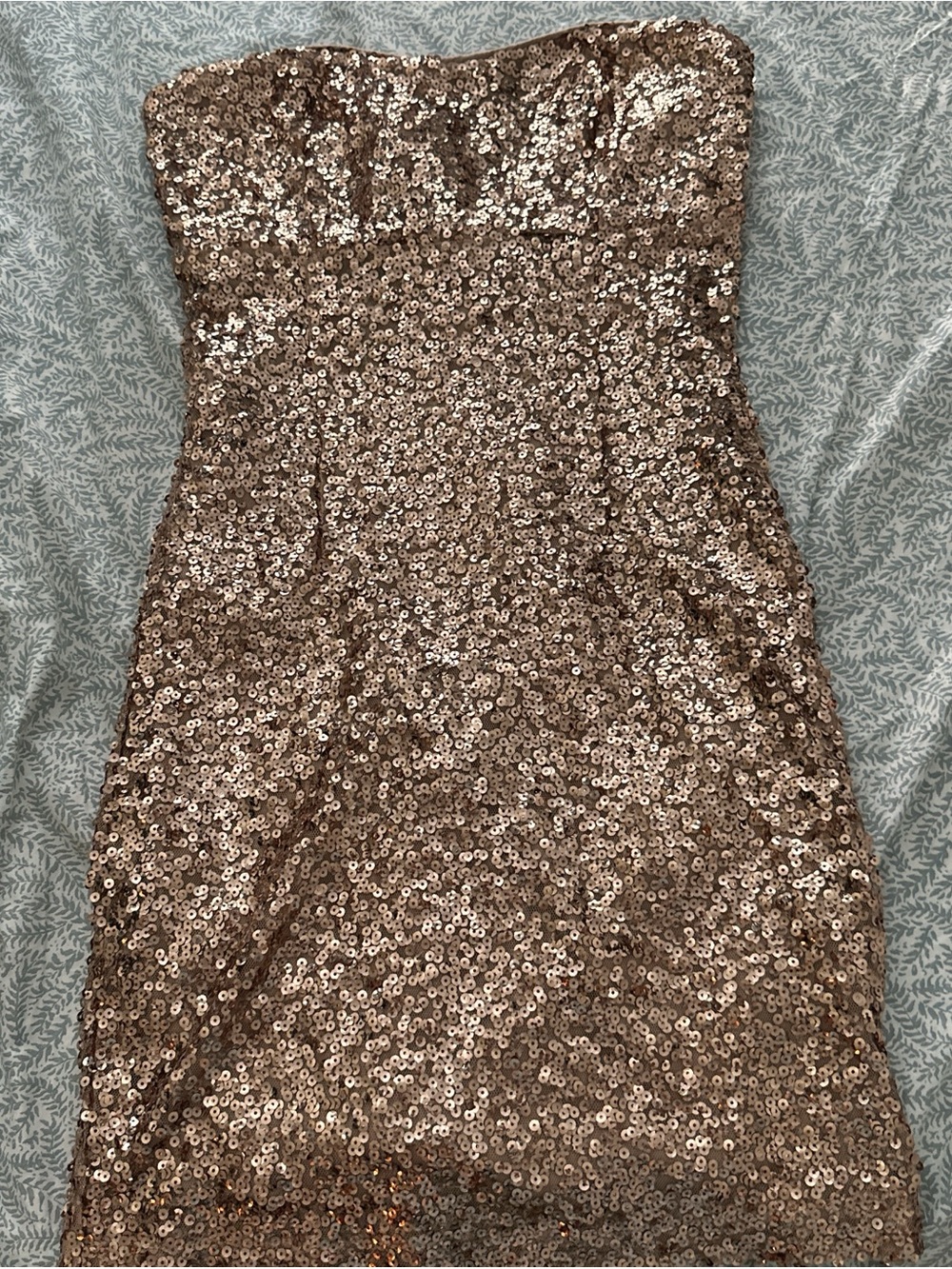 Strapless Rose Gold Sequin Party Dress